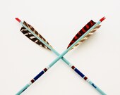 Take Aim - Vintage Arrows - Vintage Bear Arrows - Feathers - Aqua - Blue - Boho - Southwest - Vintage Home Decor - Tribal - becaruns