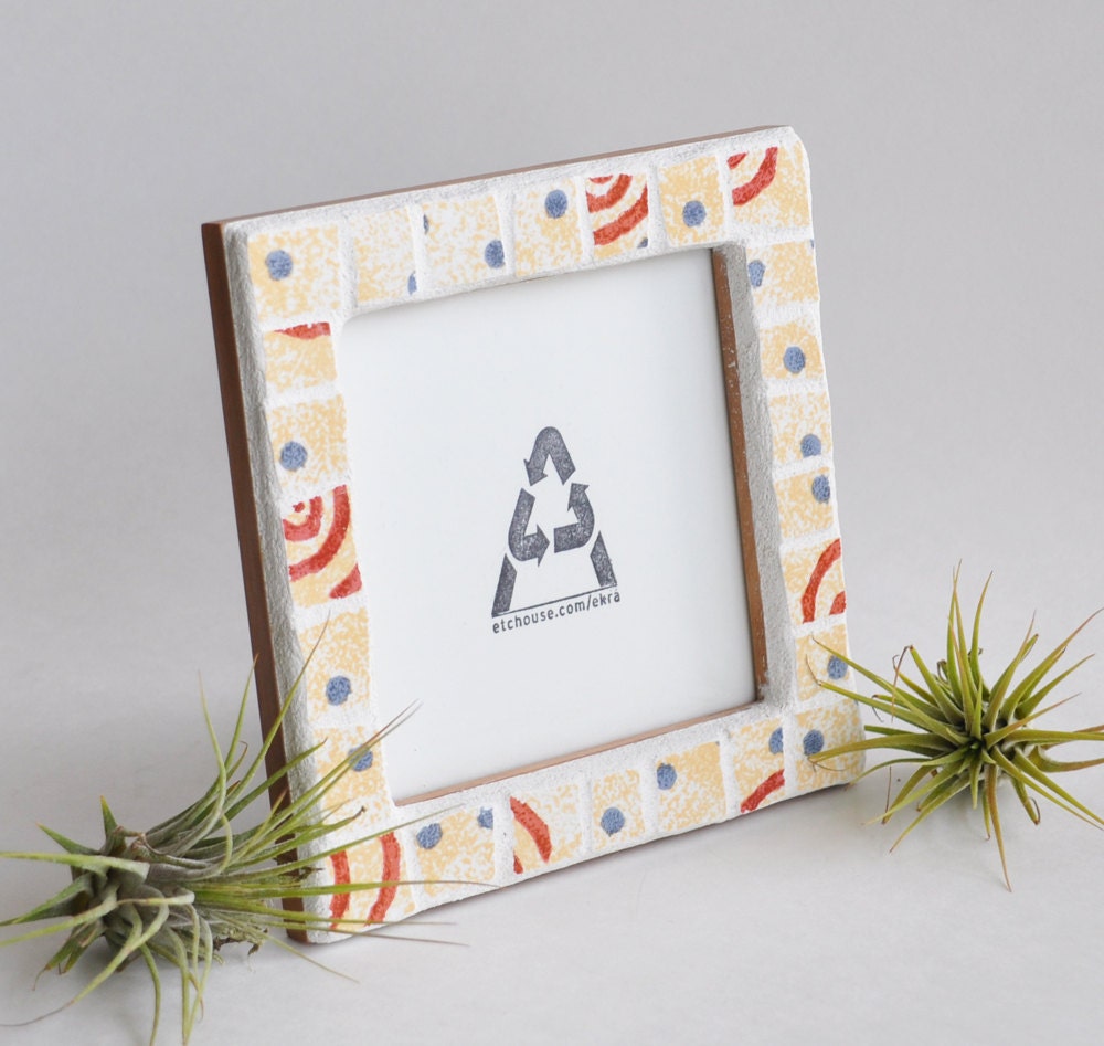 Instagram 4x4 Photo Mosaic Picture Frame Yellow and Red