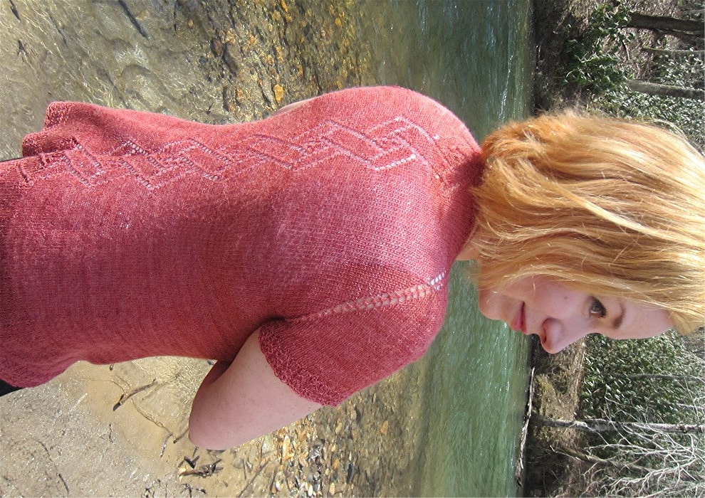 Quorra Knit Lace Cardigan Knitting Pattern Easy Pretty Spring Raglan Top down Sweater