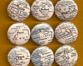 One Inch Magnet Set - Vintage Oregon Map - One of a kind set