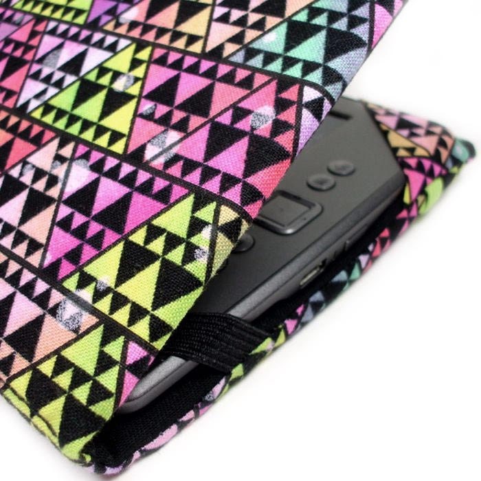 Kindle Cover - fits Kindle 4 or 5 - Neon Triangles geometric print eReader cover - retro 1980s women's gadget accessory hardcover