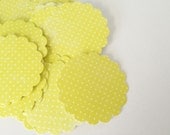 Lime Green Polka Dot Scalloped Circle Tags - 32 tags