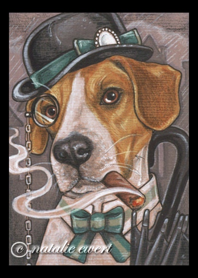SALE Bejeweled Dog 11 Beagle Mix Signed Original Miniature Art