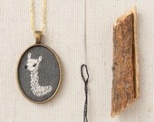 Reserved for Katie - Embroidered Alpaca Necklace - Oval