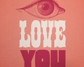 Valentine's Day Print - I LOVE YOU - Vintage Beatles Inspired 1960s Graphics - 8 x 10