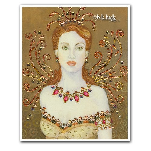 Signed 8 x 10 Print Ireland Irish Fairy Art Nouveau Goddess Victorian Diva B. K . Lusk