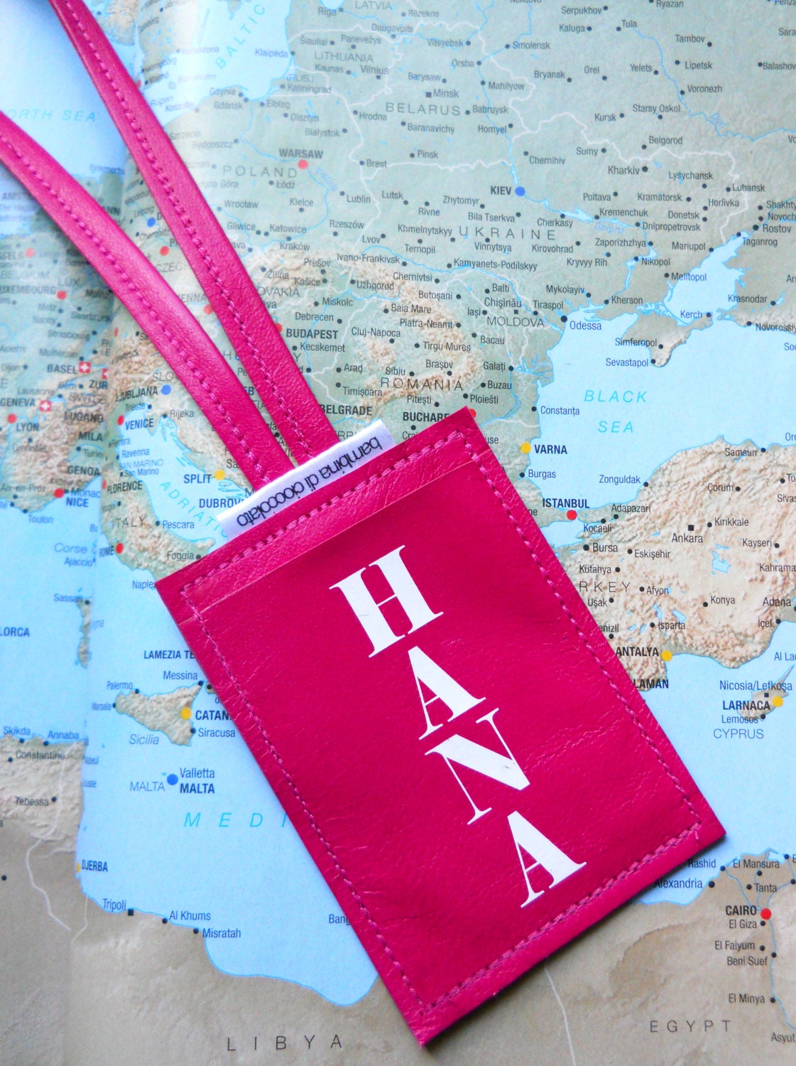 Sasha Leather Name Luggage Tag TM, Personalized Leather Luggage Tag, Custom Luggage Tag, Personalized Luggage Tag