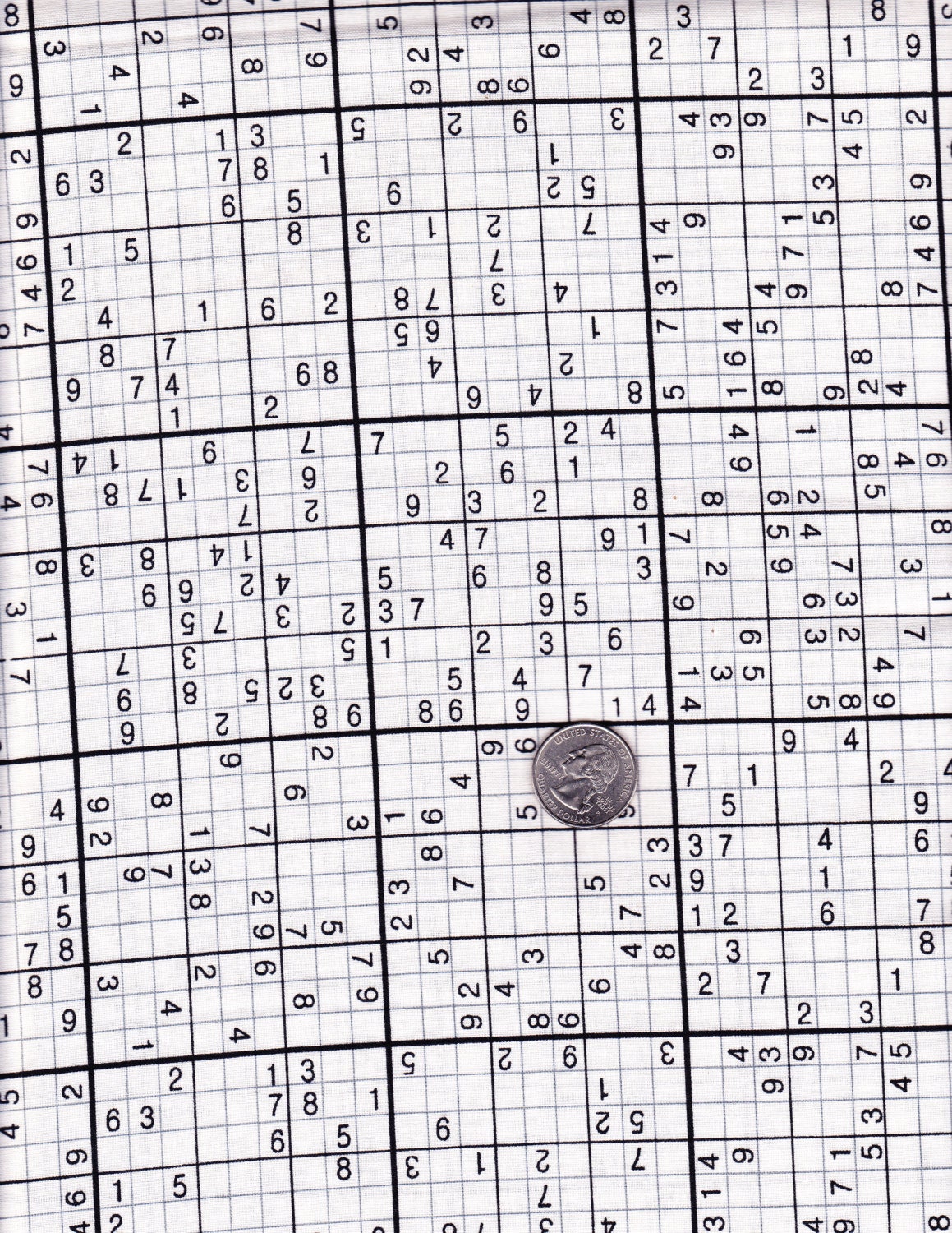 Fat quarter - Sudoku in White - Timeless Treasures cotton quilt fabric