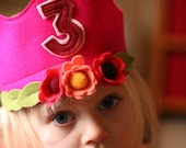 Happy Brithday Crown - Custom Removable Numbers - Dress up - Play - Felted Wool Headband
