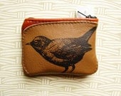 Bird Coin Purse in Brown Leather
