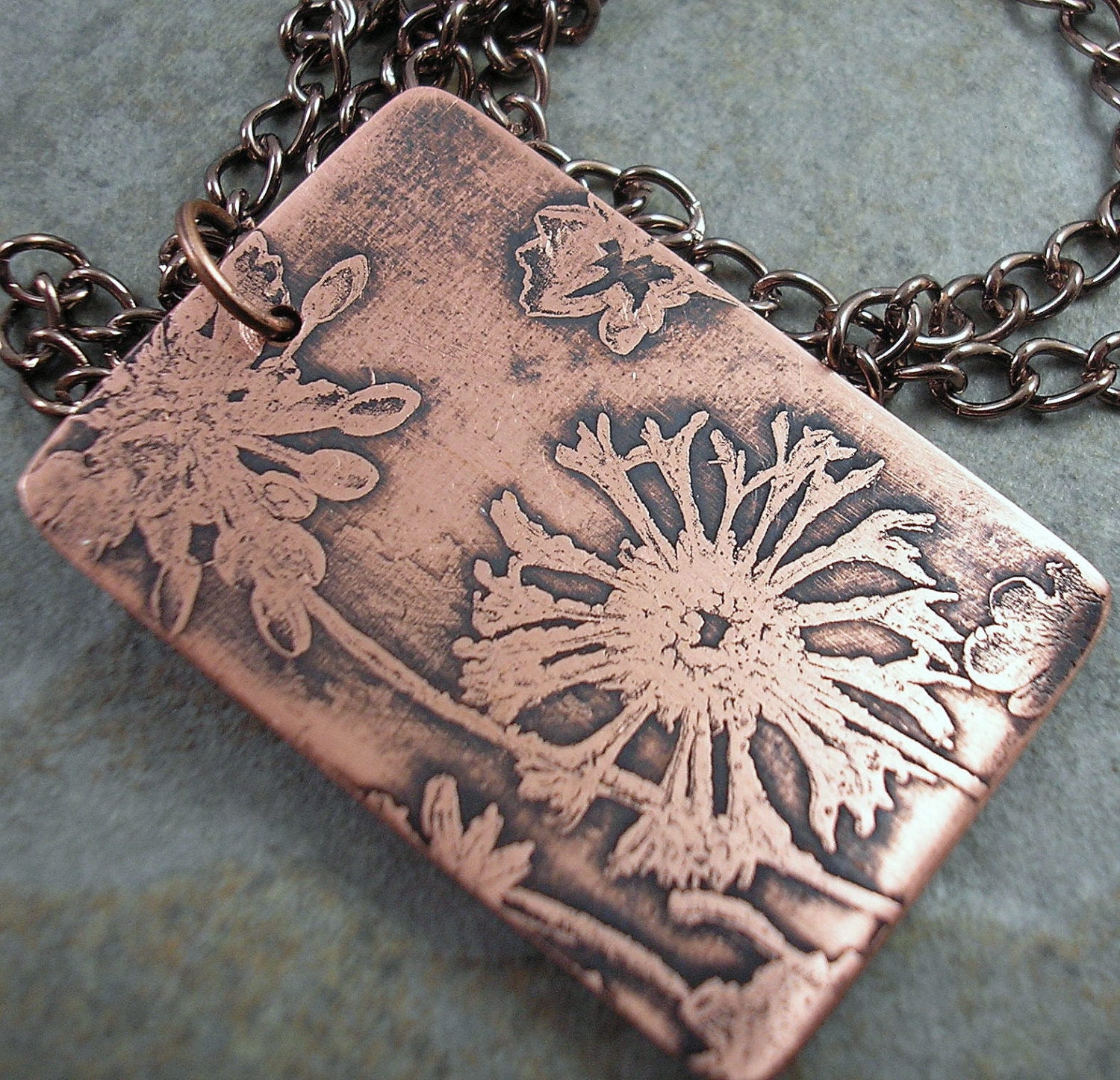 Dandelion Copper Pendant - Angelfire Art Glass