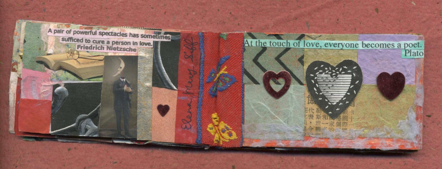 Love Book... number 2 miniature handmade book with original collages...theme of love