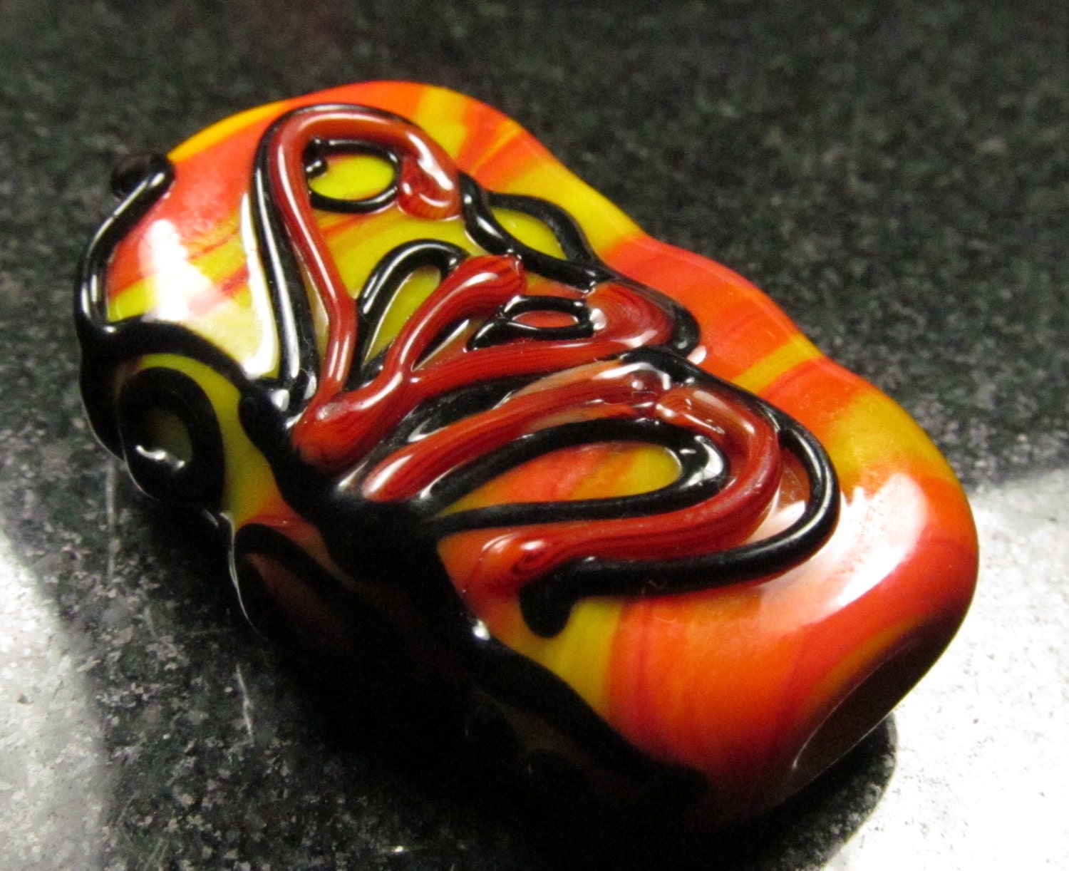 Butterfly free-form pressed tab lampwork focal