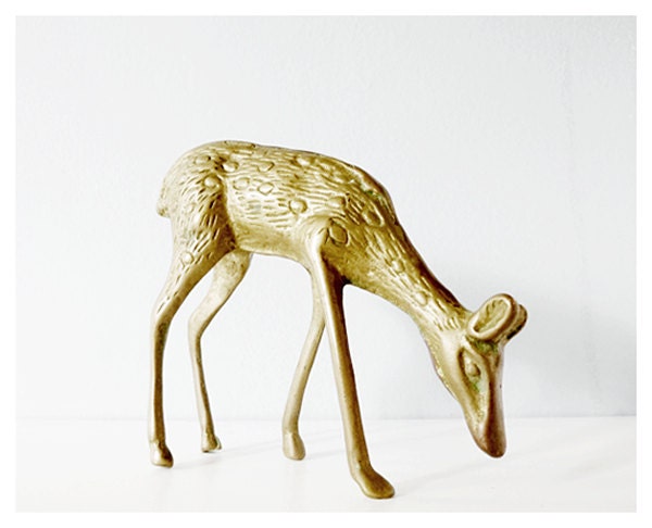 Vintage brass deer doe fawn
