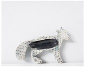 Fox modern ceramic handmade pottery - mint pale aqua black dots ring holder jewelry tray