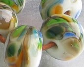 Summer Prairie 5 Lampwork Spacer Handmade Glass Beads