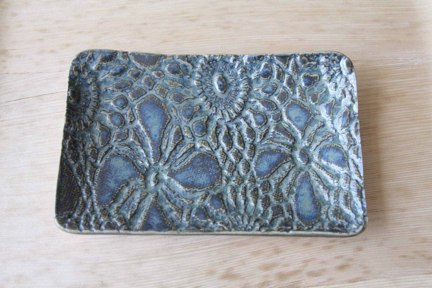 Peacock Blue Green Porcelain Clay Trinket Dish