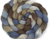 Handpainted BFL Tussah Silk Wool Roving - 4 oz. SANDPIPER - Spinning Fiber