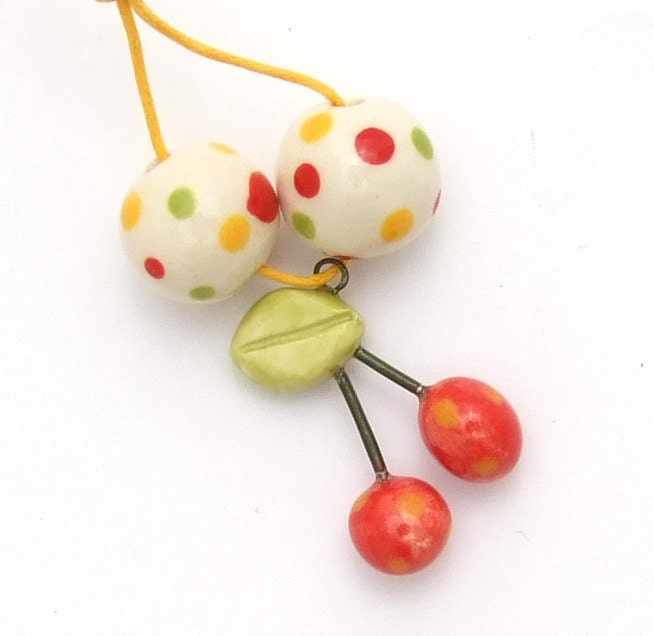 Cherry Pendant and Beads