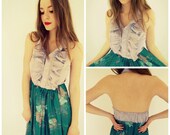 Secretary Reconstructed Ruffle Halter Dress M/L