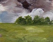 Thunderstorm, Trees, Original Painting, ACEO, Winjimir, Fine Art, Impressionism, Art Card, Landscape,