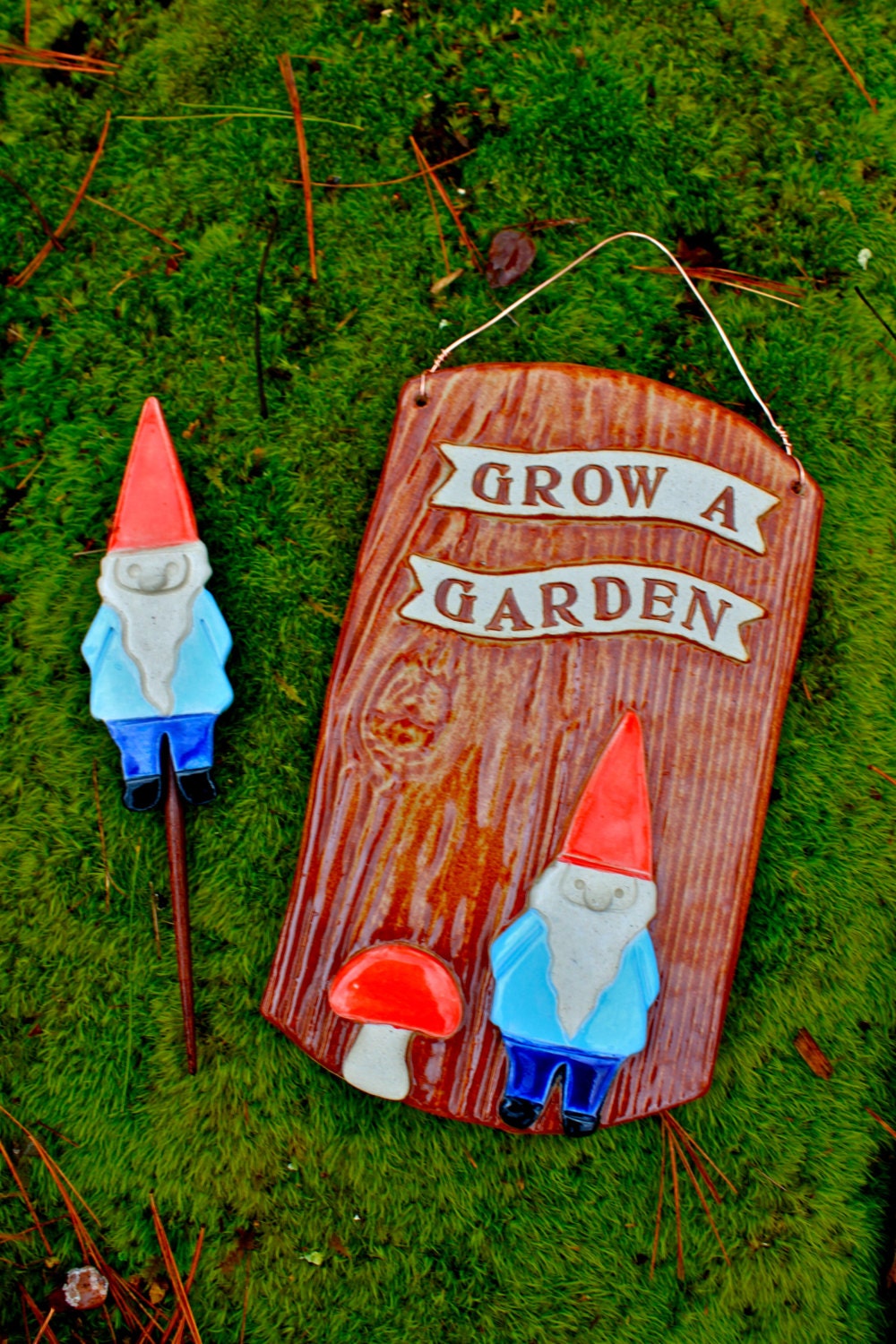 Custom-Made Garden Gnome Plaque & Garden Stake Gift Set - 4 to 6 Weeks for Delivery