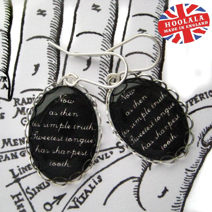 The Company of Wolves Sweetest Tongue Has Sharpest Tooth Silver Charm Earrings from Hoolala