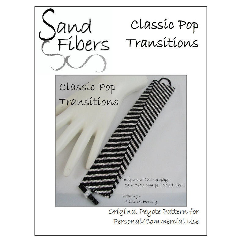 Peyote Pattern - Classic Pop Transitions  Peyote Cuff / Bracelet  - A Sand Fibers For Personal/Commercial Use PDF Pattern