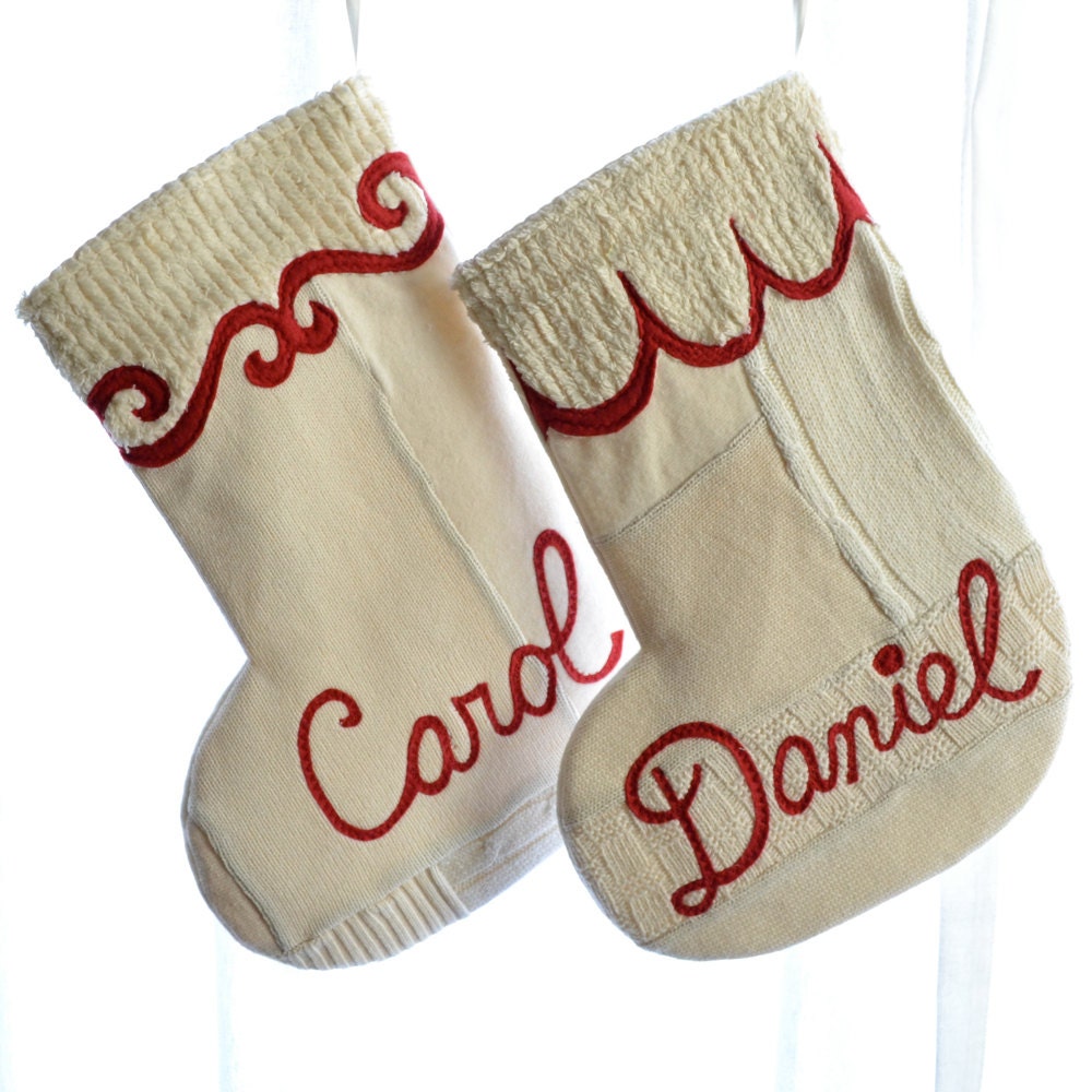 Christmas Stocking - Ivory - Set of TWO