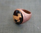 aries zodiac ring - vintage cameo black copper ring