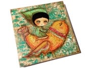 Going Places - Original Mixed Media Collage Painting On Wood Panel By Danita Art (16x16 Inches)