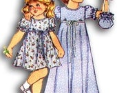 SIMPLICITY 9955 Empire Dress w/Bonnet & Drawstring Bag Girls Size 6