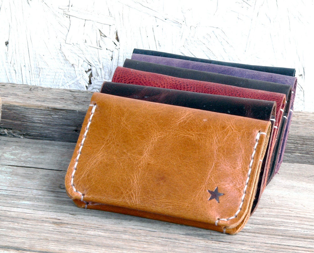 Lonely Star Leather Wallet hand stitched for him or her