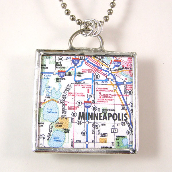 Minneapolis Map Pendant Necklace