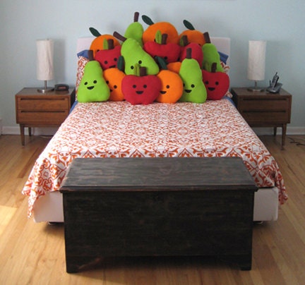 Large Happy Apple Plush Pillow