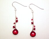 Claudette - Red quartz, ruby, and red spinel earrings