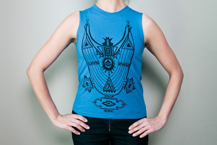 Tibetan Necklace Teal Muscle Tee