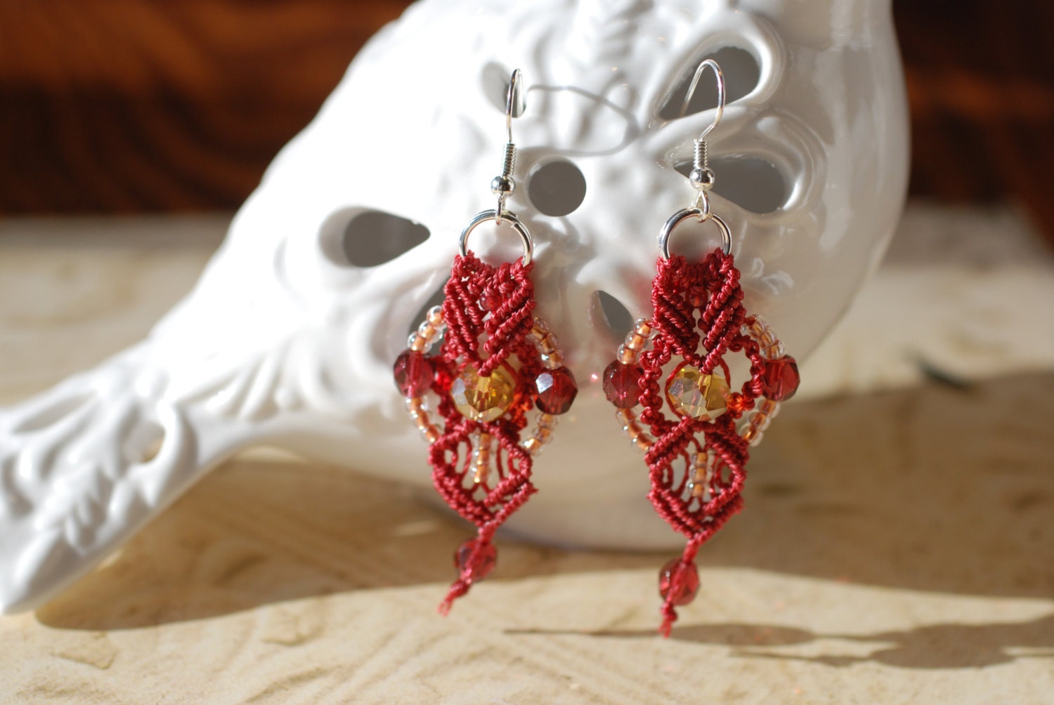 Micro Macrame Earrings with Japanese Seed Beads