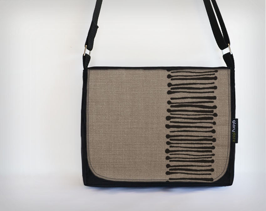 Satchel - Brown Linen Matches- Bag Canvas Screen Print
