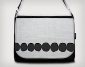 Messenger - White Stones - Bag Canvas Linen Screen Print Black Messenger