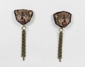 Angry Wolf Fringe Stud Earrings