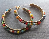 Colorful Beaded Brass Hoops with trade beads