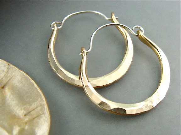 aurora ... hand forged, 14k gold filled hoops