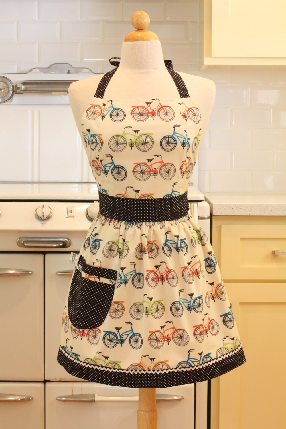 Apron Retro Style Vintage Bicycles CHLOE Full Apron