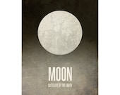 11x14 Moon Art, Astronomy Print, Solar System Poster, Geek Chic Nerd Decor, Satellite of Earth