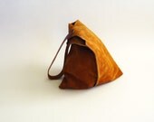 13in Wedge - Tobacco brown suede leather bag