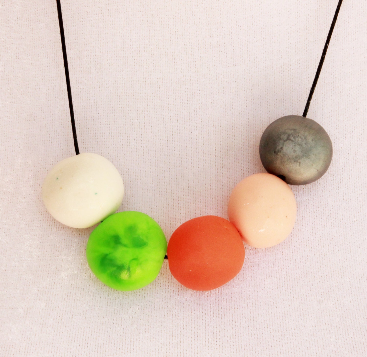 Pastel and metallic adjustable resin necklace