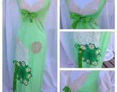 HOLIDAY WEEKEND SALE- Altered Art Nightgown-Vintage Sleepwear-Green Beauty