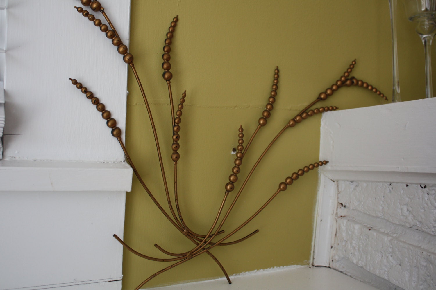 Metal Pussywillow Wheat Wall Hanging.  Two pieces.