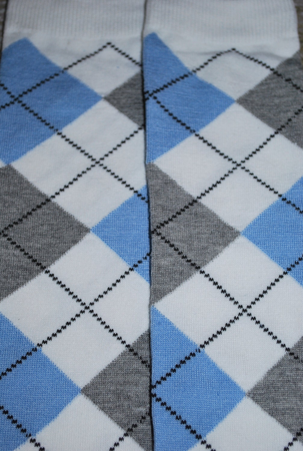 Baby Leg Warmers and Toddler Leg Warmers - blue grey and white argyle